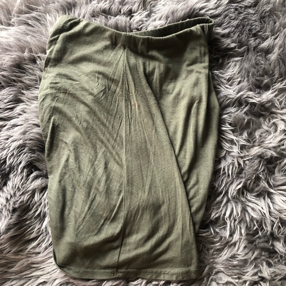 SOLD Olive Green Knot-Front Pencil Skirt - Picture 5 of 7